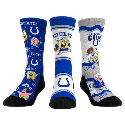 Unisex Rock Em Socks Indianapolis Colts NFL x Nickelodeon Spongebob Squarepants 3-Pack Crew Set