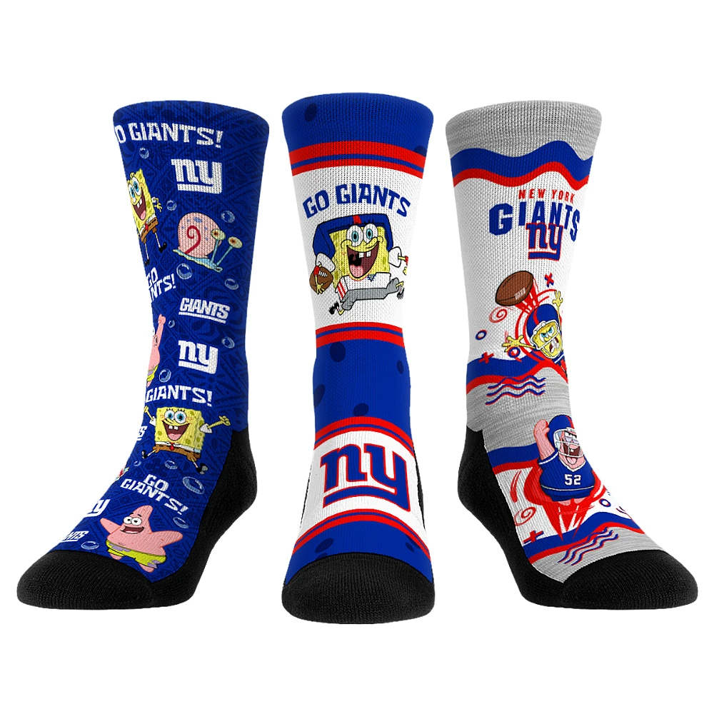 Unisex Rock Em Socks New York Giants NFL x Nickelodeon Spongebob Squarepants 3-Pack Crew Set