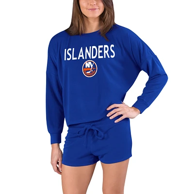 Women's Concepts Sport Royal New York Islanders Gather Long Sleeve Top & Shorts Set