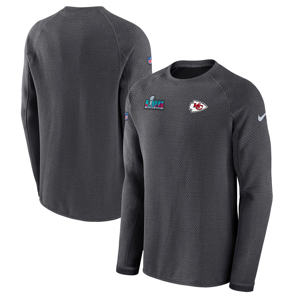 Men's Nike Anthracite Kansas City Chiefs Super Bowl LVII Opening Night Performance Pullover Sweatshirt