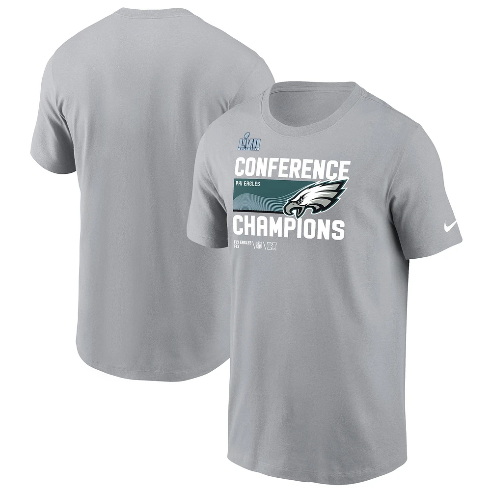 Men's Nike Gray Philadelphia Eagles 2022 NFC Champions Locker Room Trophy Collection T-Shirt
