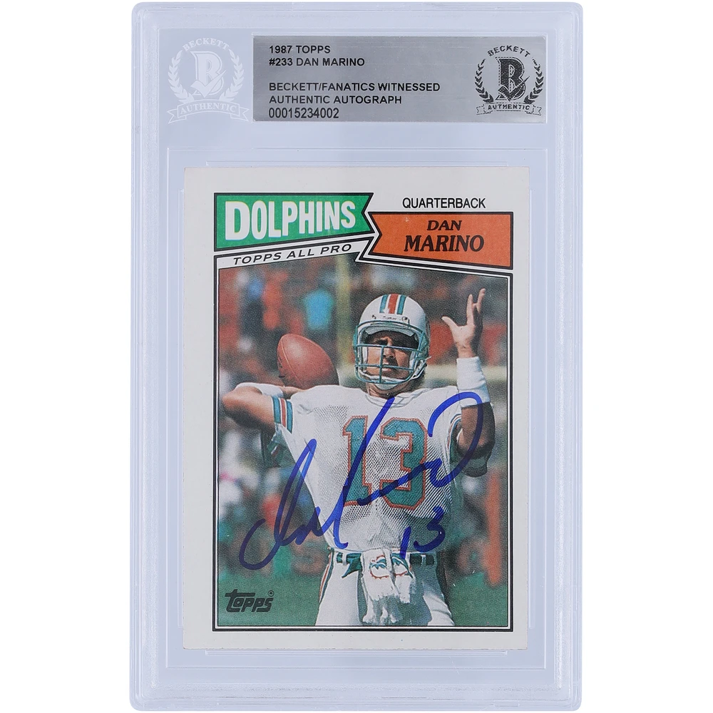 Dan Marino Miami Dolphins Autographed 1987 Topps #233 Beckett Fanatics Witnessed Authenticated Card