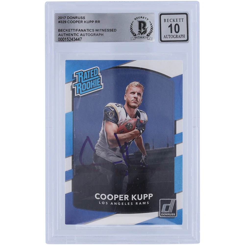 Cooper Kupp Los Angeles Rams Autographed 2017 Panini Donruss Rated Rookie #329 Beckett Fanatics Witnessed Authenticated 10 Rookie Card