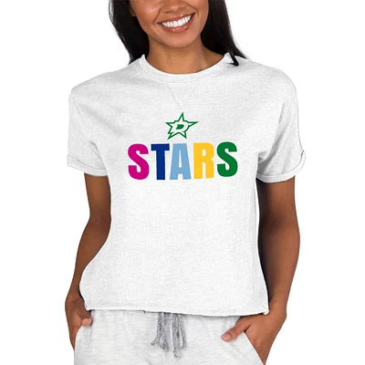 Women's Concepts Sport Oatmeal Dallas Stars Tri-Blend Mainstream Terry Short Sleeve Sweatshirt Top