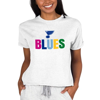 Women's Concepts Sport Oatmeal St. Louis Blues Tri-Blend Mainstream Terry Short Sleeve Sweatshirt Top