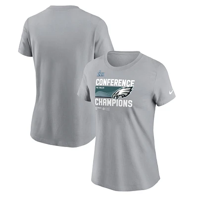 Women's Nike Gray Philadelphia Eagles 2022 NFC Champions Locker Room Trophy Collection T-Shirt