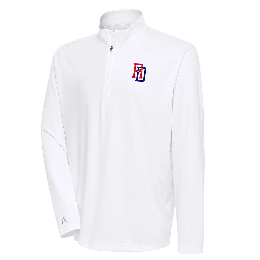 Men's Antigua White Dominican Republic Baseball 2023 World Classic Tribute Quarter-Zip Pullover Top