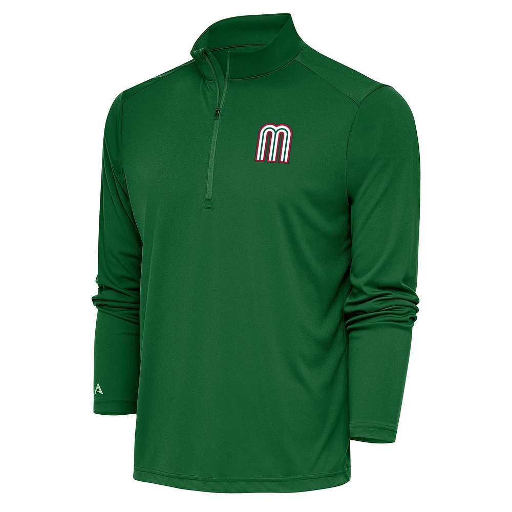 Men's Antigua Forest Green Mexico Baseball 2023 World Classic Tribute Quarter-Zip Pullover Top