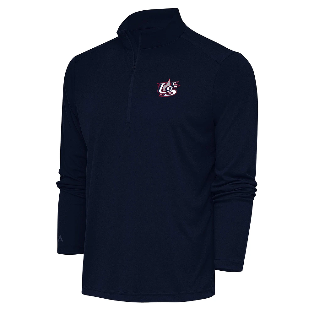 Men's Antigua Navy USA Baseball 2023 World Classic Tribute Quarter-Zip Pullover Top