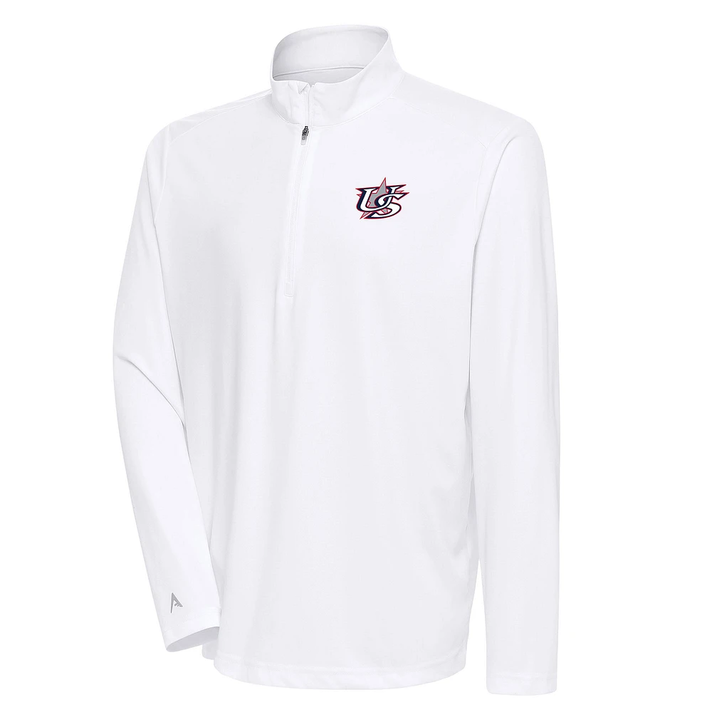 Men's Antigua White USA Baseball 2023 World Classic Tribute Quarter-Zip Pullover Top