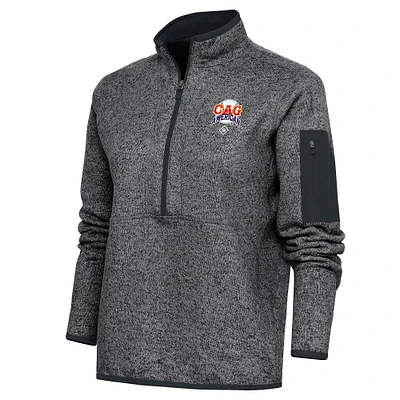Women's Antigua Heather Charcoal Chicago American Giants Fortune Half-Zip Pullover Jacket