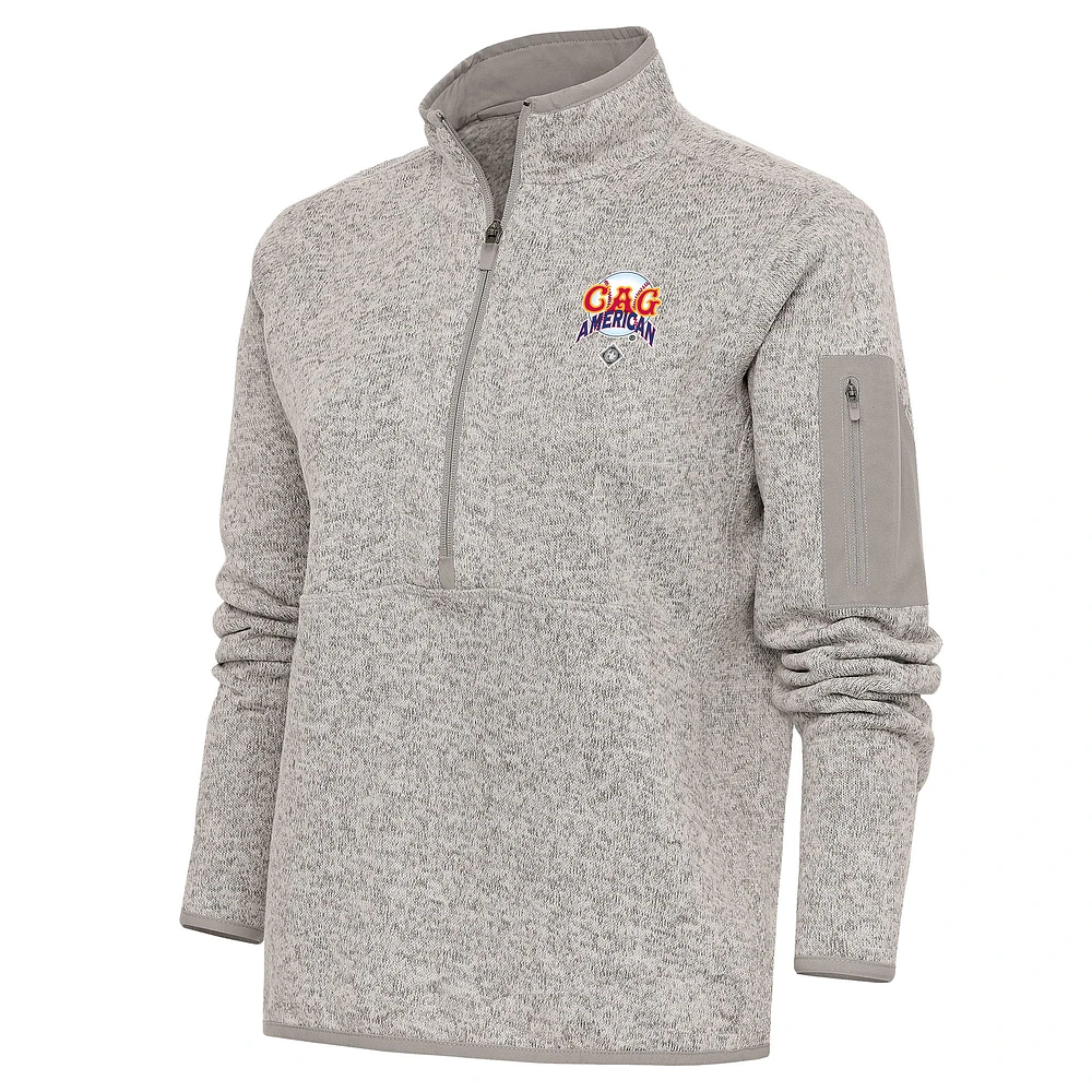 Women's Antigua Oatmeal Chicago American Giants Fortune Half-Zip Pullover Jacket