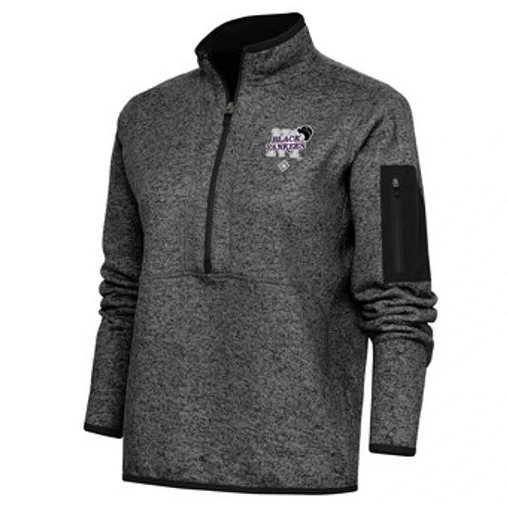 Women's Antigua Heather Black New York Yankees Fortune Half-Zip Pullover Jacket