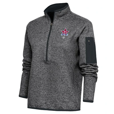 Women's Antigua Heather Charcoal Detroit Stars Fortune Half-Zip Pullover Jacket