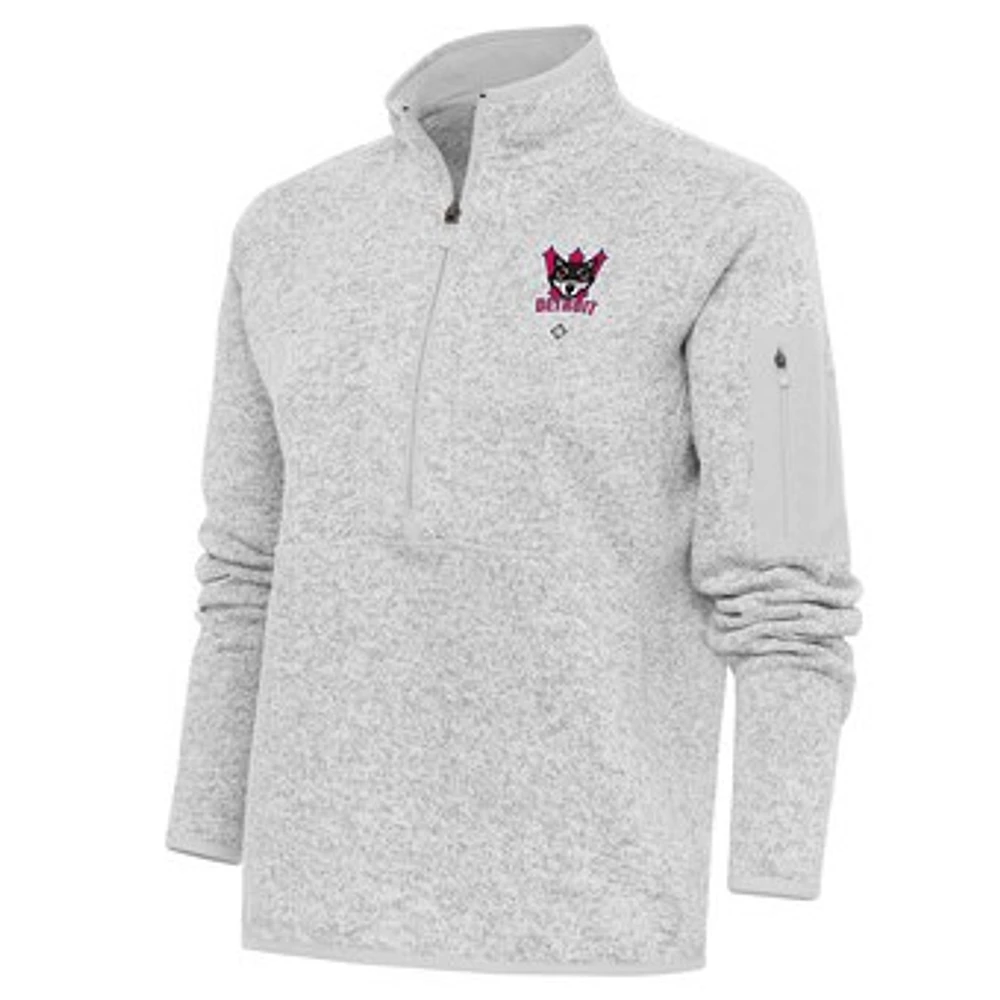Women's Antigua Heather Gray Detroit Wolves Fortune Half-Zip Pullover Jacket