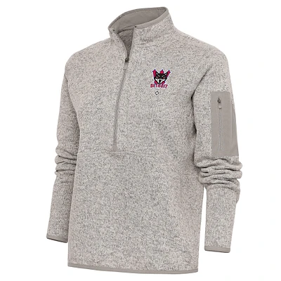Women's Antigua Oatmeal Detroit Wolves Fortune Half-Zip Pullover Jacket