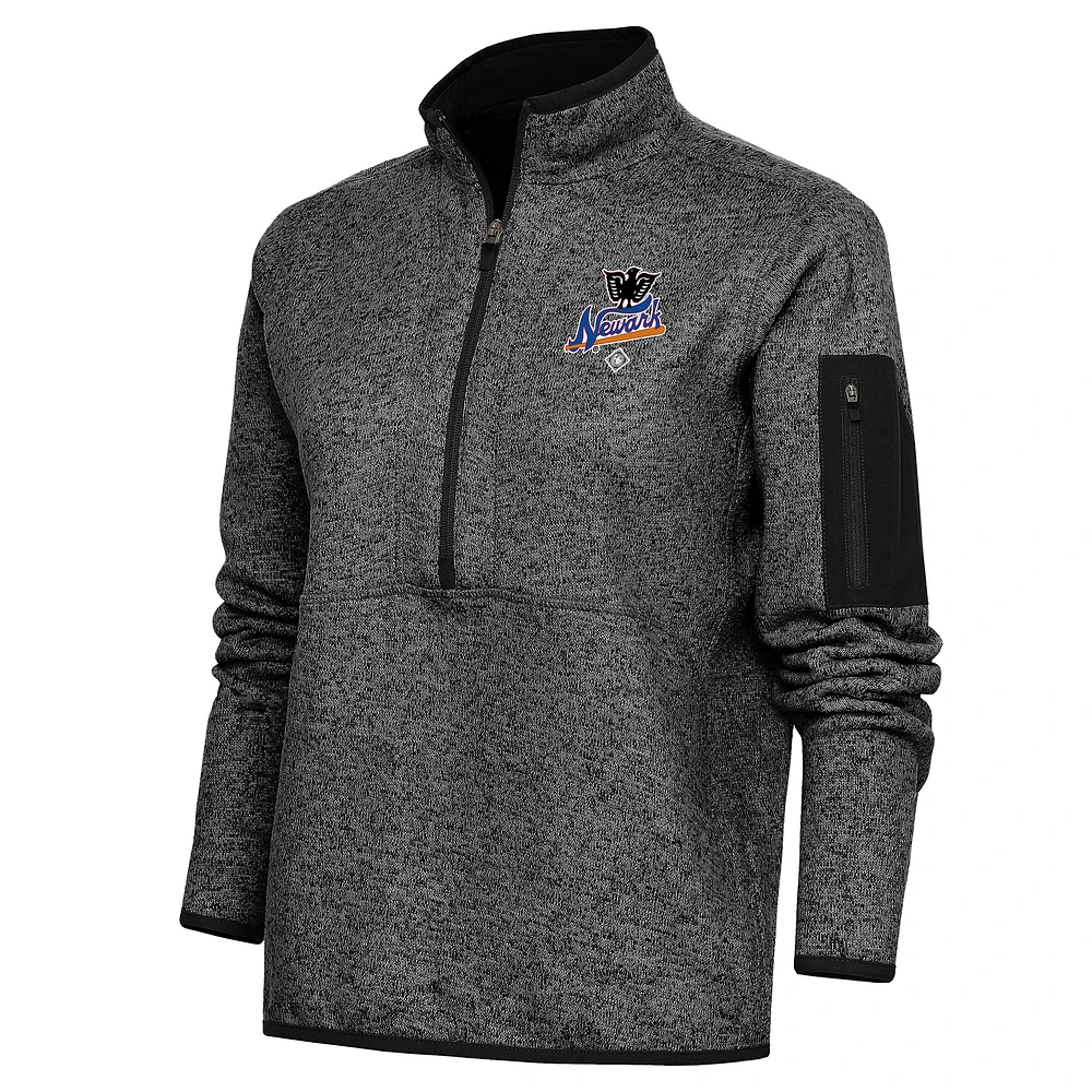 Women's Antigua Heather Newark Eagles Fortune Half-Zip Pullover Jacket