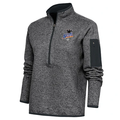 Women's Antigua Heather Charcoal Newark Eagles Fortune Half-Zip Pullover Jacket
