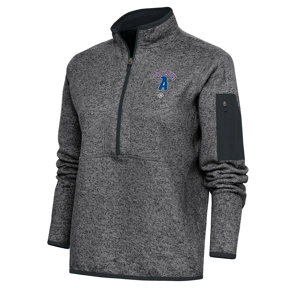 Women's Antigua Heather Charcoal Azules de Veracruz Fortune Half-Zip Pullover Jacket