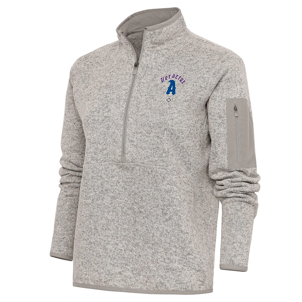 Women's Antigua Oatmeal Azules de Veracruz Fortune Half-Zip Pullover Jacket
