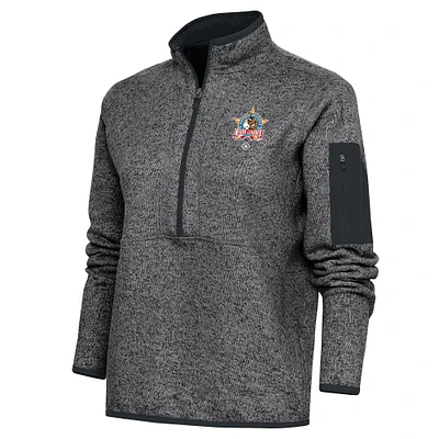 Women's Antigua Heather Charcoal Negro League Fortune Half-Zip Pullover Jacket
