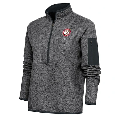 Women's Antigua Heather Charcoal Louisville Black Caps Fortune Half-Zip Pullover Jacket