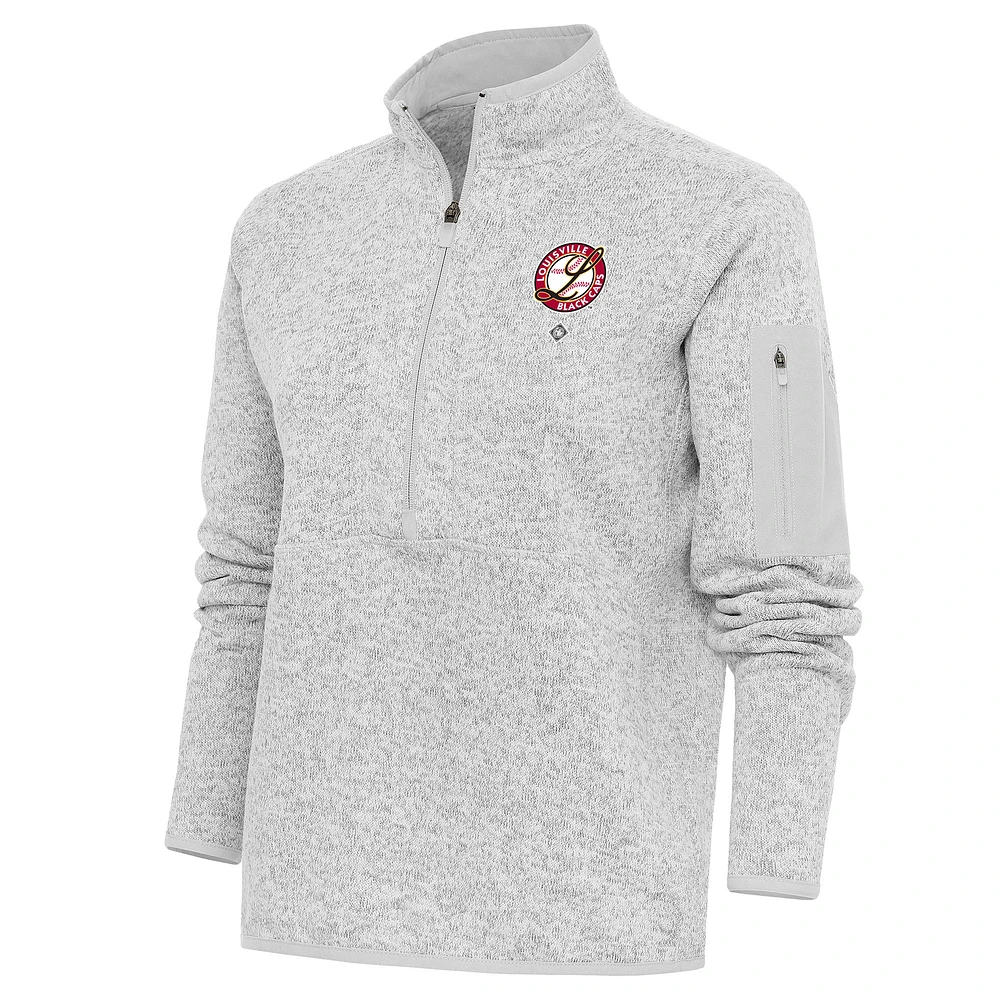 Women's Antigua Heather Gray Louisville Black Caps Fortune Half-Zip Pullover Jacket