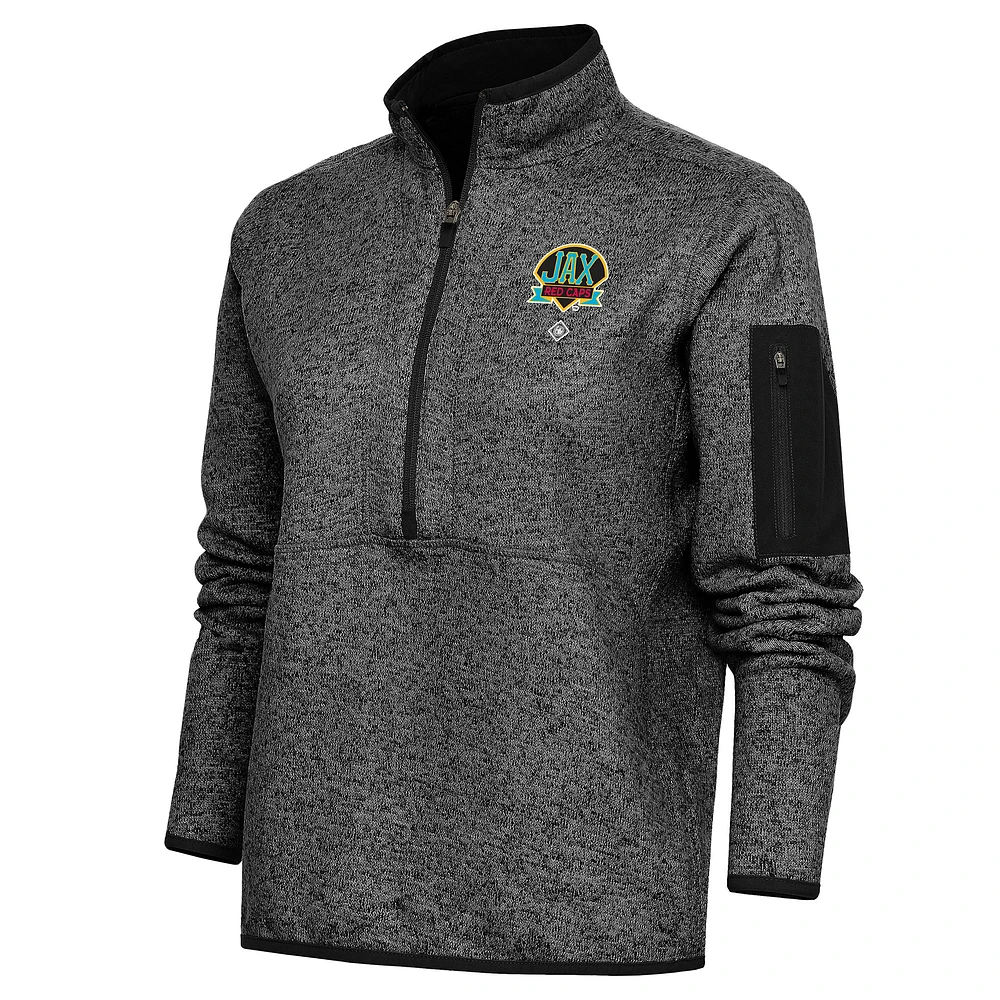 Women's Antigua Heather Jacksonville Red Caps Fortune Half-Zip Pullover Jacket