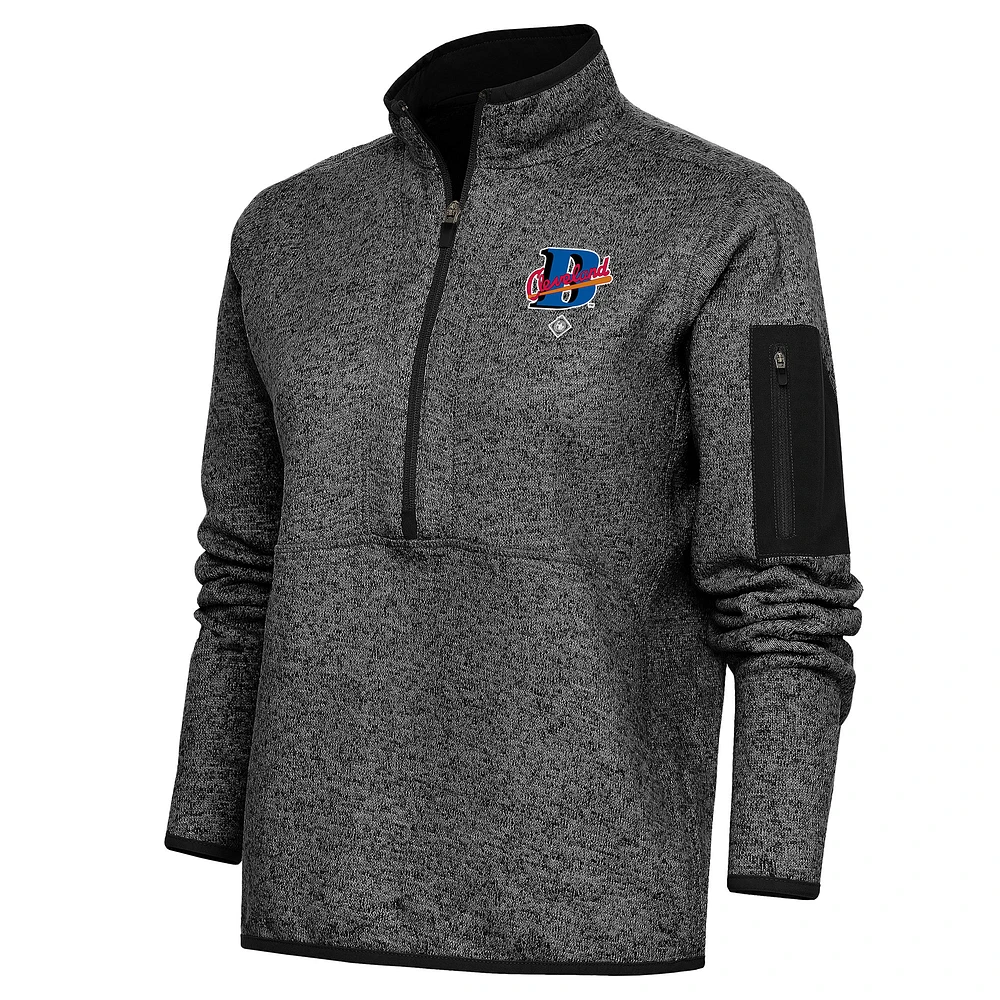 Women's Antigua Heather Cleveland Buckeyes Fortune Half-Zip Pullover Jacket