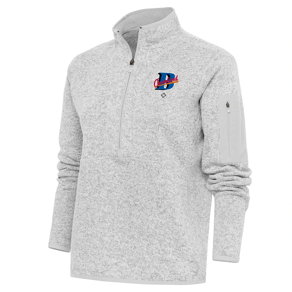 Women's Antigua Heather Gray Cleveland Buckeyes Fortune Half-Zip Pullover Jacket