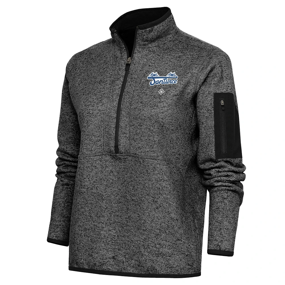 Women's Antigua Heather Santurce Cangrejeros Fortune Half-Zip Pullover Jacket
