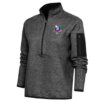Women's Antigua Heather Brooklyn Royal Giants Fortune Half-Zip Pullover Jacket