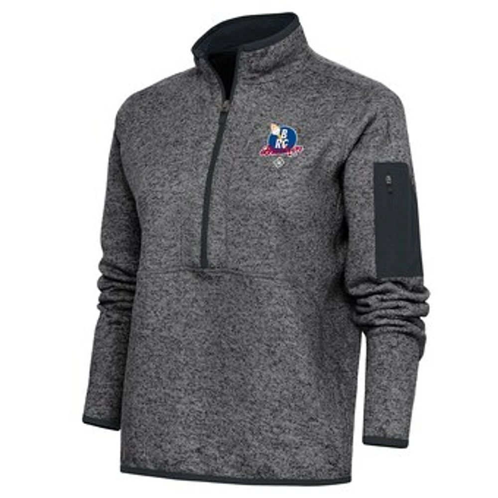 Women's Antigua Heather Charcoal Brooklyn Royal Giants Fortune Half-Zip Pullover Jacket