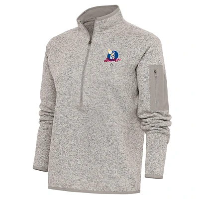 Women's Antigua Oatmeal Brooklyn Royal Giants Fortune Half-Zip Pullover Jacket