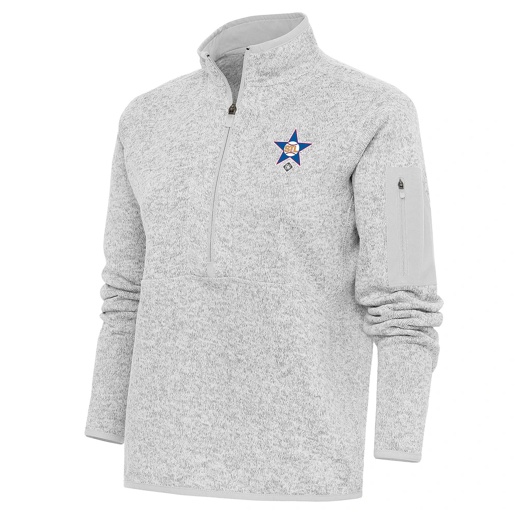 Women's Antigua Heather Gray St. Louis Stars Fortune Half-Zip Pullover Jacket