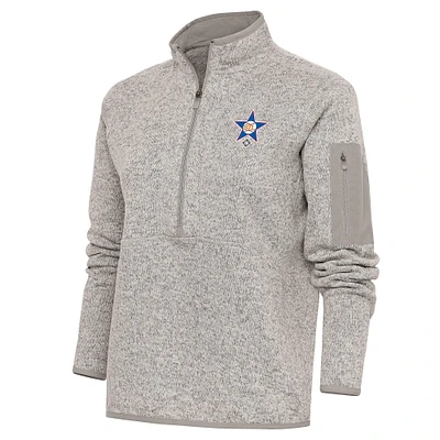 Women's Antigua Oatmeal St. Louis Stars Fortune Half-Zip Pullover Jacket