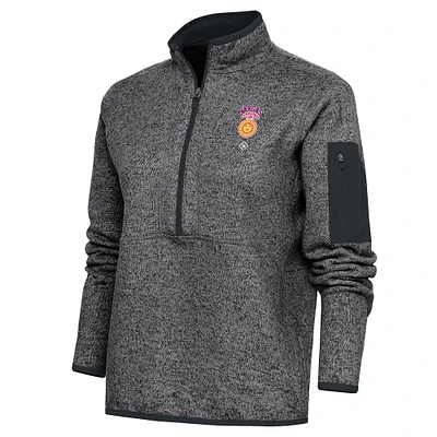 Women's Antigua Heather Charcoal Vargas Campeones Fortune Half-Zip Pullover Jacket