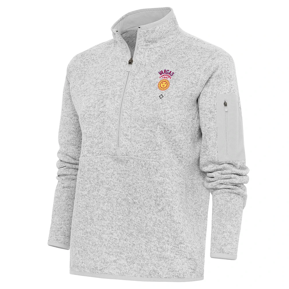 Women's Antigua Heather Gray Vargas Campeones Fortune Half-Zip Pullover Jacket
