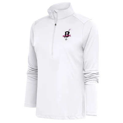 Women's Antigua Black Birmingham Barons Tribute Half-Zip Pullover Top