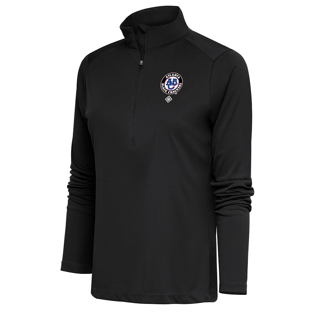 Women's Antigua Charcoal Atlanta Black Crackers Tribute Half-Zip Pullover Top