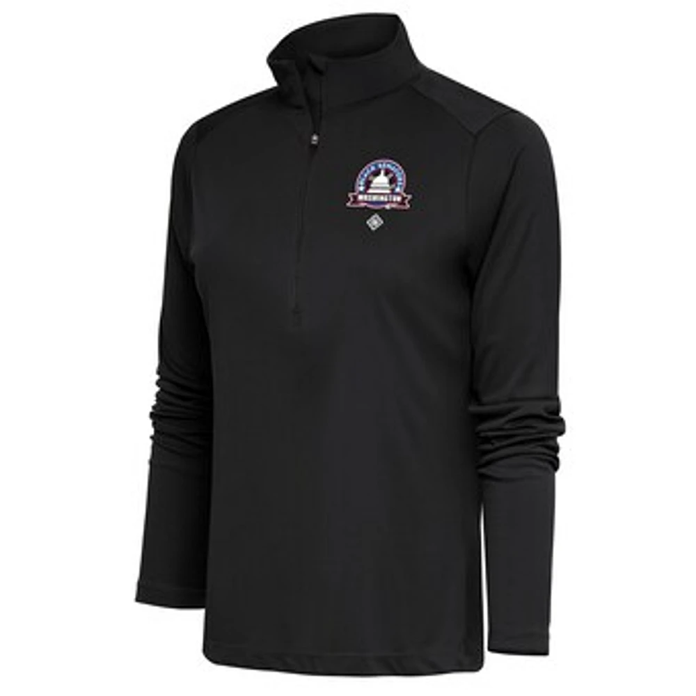 Women's Antigua Charcoal Washington Black Senators Tribute Half-Zip Pullover Top