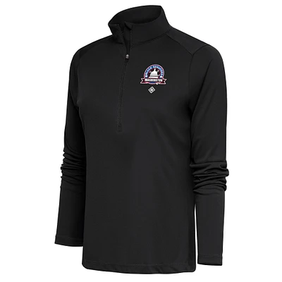 Women's Antigua Charcoal Washington Black Senators Tribute Half-Zip Pullover Top