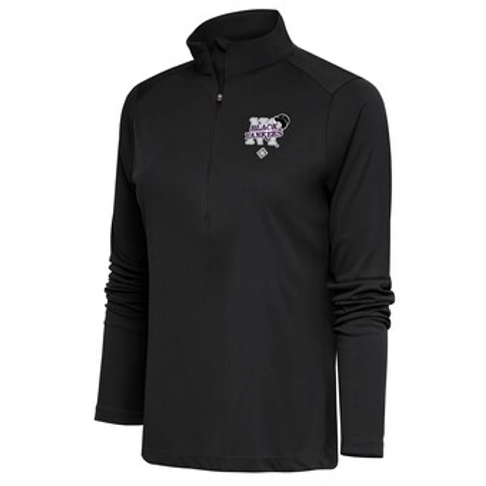 Women's Antigua Charcoal New York Black Yankees Tribute Half-Zip Pullover Top