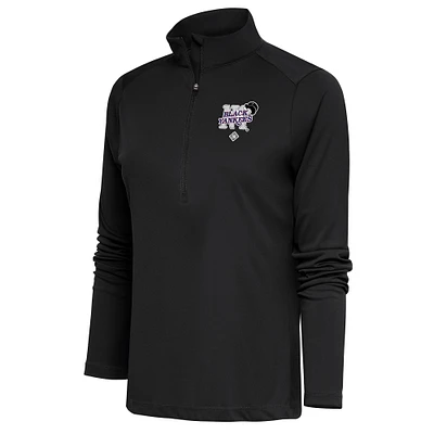Women's Antigua Charcoal New York Black Yankees Tribute Half-Zip Pullover Top