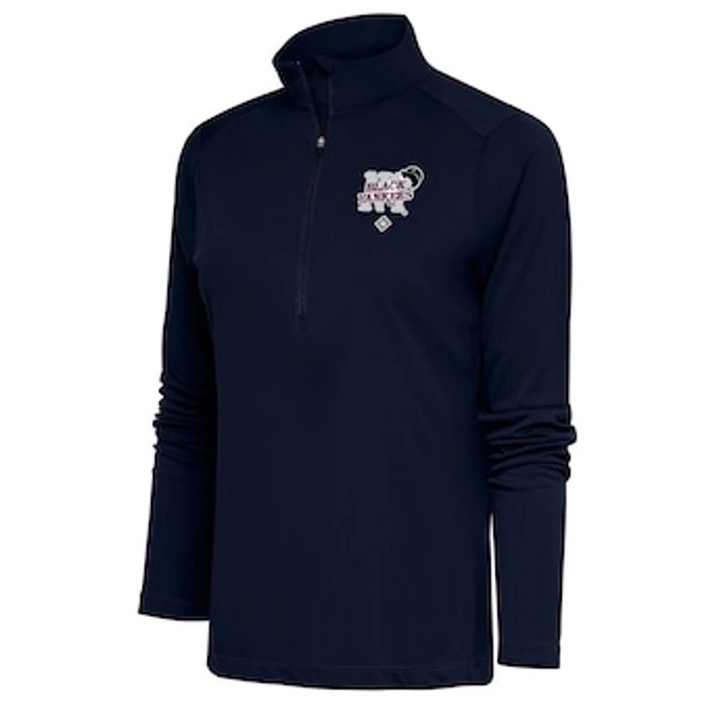 Women's Antigua Navy New York Black Yankees Tribute Half-Zip Pullover Top