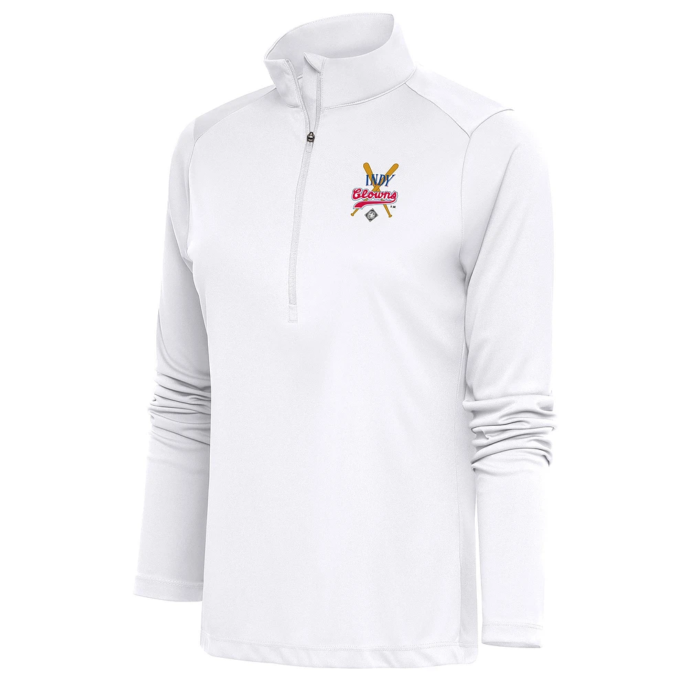 Women's Antigua Indianapolis Clowns Tribute Half-Zip Pullover Top