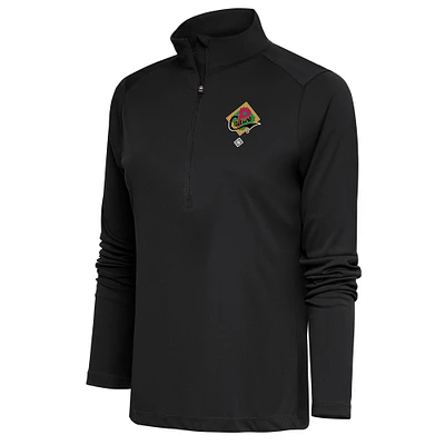 Women's Antigua Charcoal Pittsburgh Crawfords Tribute Half-Zip Pullover Top