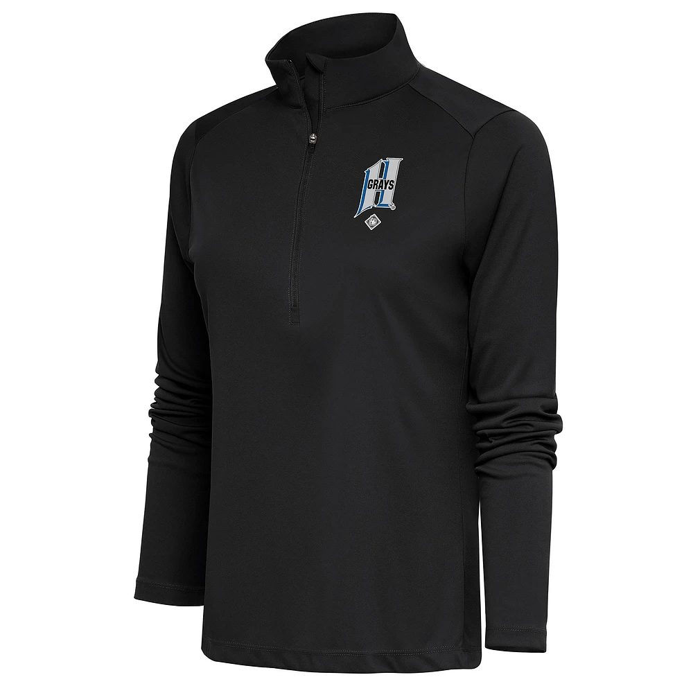 Women's Antigua Charcoal Homestead Grays Tribute Half-Zip Pullover Top