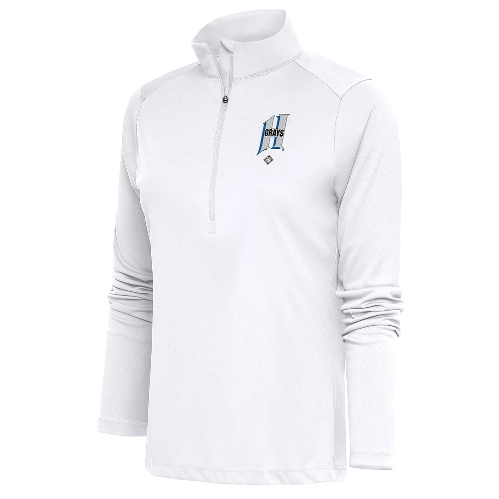 Women's Antigua White Homestead Grays Tribute Half-Zip Pullover Top