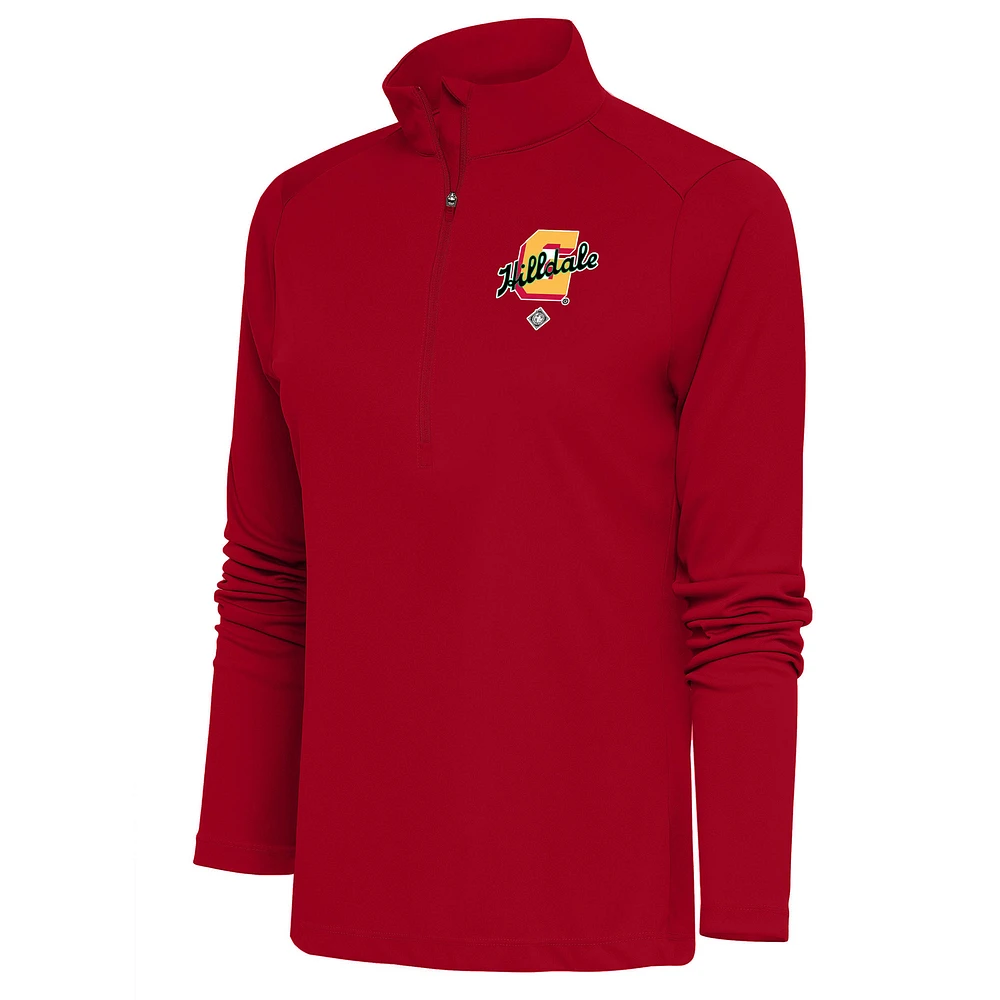 Women's Antigua Red Hilldale Club Tribute Half-Zip Pullover Top